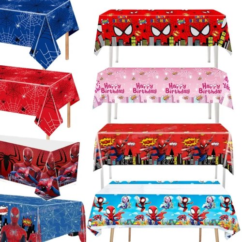 Tafelkleed Partijthema Cartoon Spin – Feestartikelen Superhelden, Tafelkleed voor Jongens, Baby Shower, Verjaardag