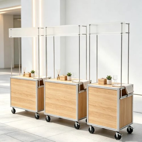 Xe bán hàng ăn uống di động ZS-3 bằng nhôm định hình có bánh xe, quầy hàng ngoài trời, xe bán đồ ăn vặt, xe trưng bày thương mại