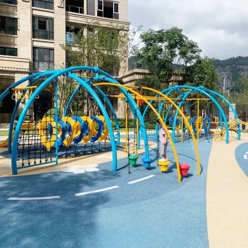 Tobogán exterior y tirolina antideslizante para niños – Equipo de ejercicio para parques de atracciones