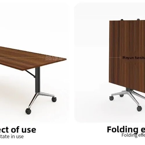Mesa de conferência dobrável móvel, conjunto de mesa e cadeira de reunião multifuncional retrátil para recepção e negociação