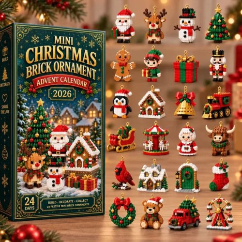 24-Day Mini Christmas Brick Ornament Advent Calendar, Acrylic Brick Hanging Figurines, Xmas Tree Decor Gift, Holiday Countdown