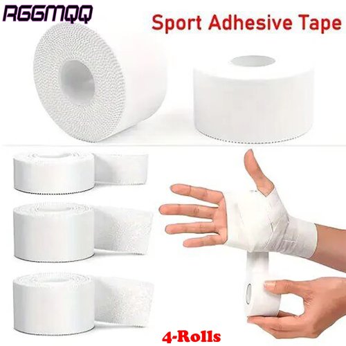 4 Rollos de Cinta Deportiva para Atletas – Muy resistente, fácil de rasgar, sin residuo pegajoso – Ideal para deportistas y entrenadores, dedos, tobillos y muñecas