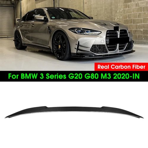 جناح سبويلر صندوق السيارة من ألياف الكربون الجافة الحقيقية لسيارة BMW الفئة الثالثة G20 سيدان و M3 G80 2020+ شفة غطاء الصندوق