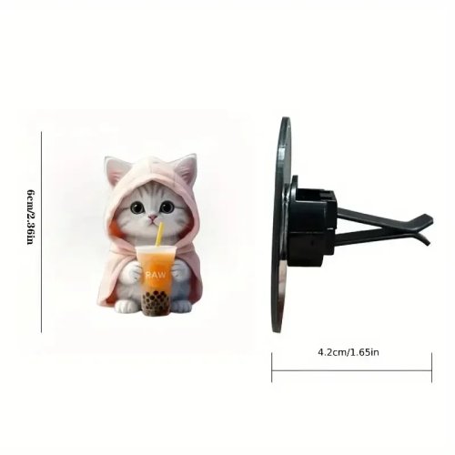 2Pcs Cute Cat Acrylic Car Air Freshener Vent Clip - Long Lasting Aromatherapy Decoration Ornament