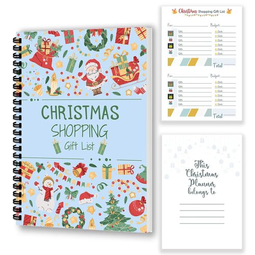 Christmas Planner and Shopping List Notebook, Santa Claus Holiday Gift, with Holiday Planning Pages