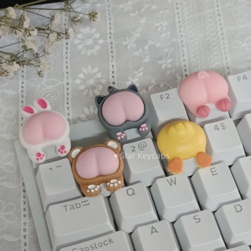 DIY Cute Cartoon Animal Butt Keycaps for Cherry MX Cross Axis Mechanical Keyboard, Decorative Gift Key Caps