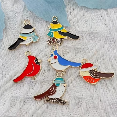10 pièces breloques animaux et oiseaux en émail pour la création de bijoux DIY - Pendentif pour boucles d'oreilles, colliers, bracelets