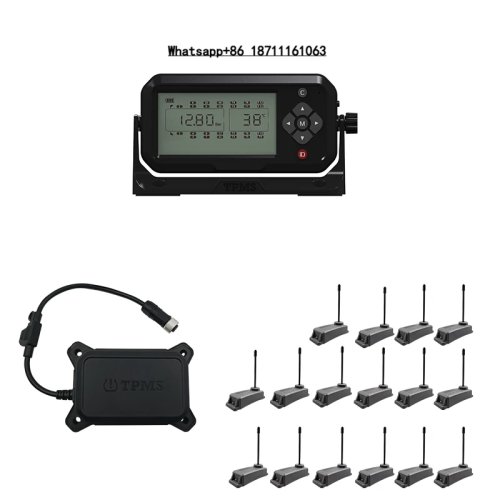 Truck RV Bus TPMS Tire Pressure Monitoring System, 12-Wheel External Sensors, 203 PSI, Digital Display, IP67, 24V