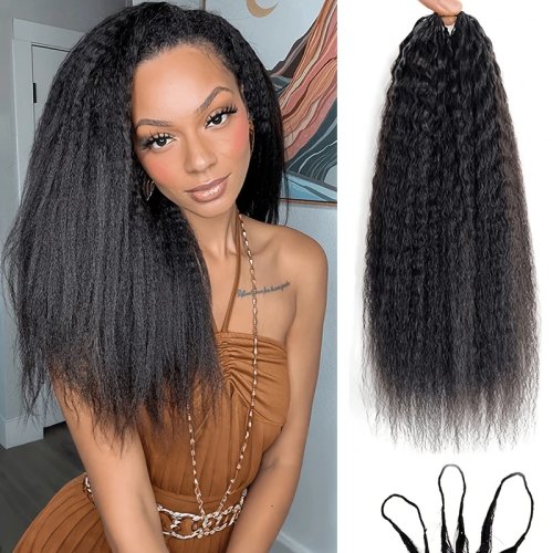 Knooploze, voorgescheiden crochet haarverlengingen, Kinky Straight, Feather Crochet, Miracle Knots, echthaar voor vrouwen, natuurlijke kleur