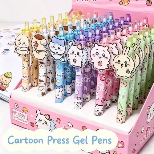 Chiikawa Usagi Hachiware Momonga Penna Gel a Pulsante Nera Cancelleria Scolastica Bambini Regalo 1-48 pezzi