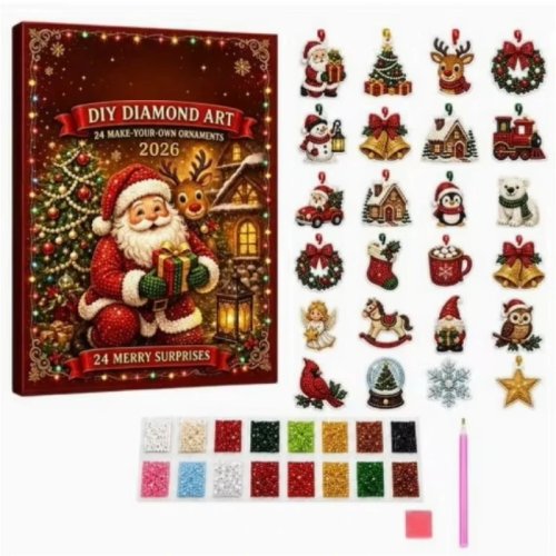 24-Day Mini Christmas Brick Ornament Advent Calendar – Unique Buildable Brick Designs with Hanging Loops, Holiday Countdown