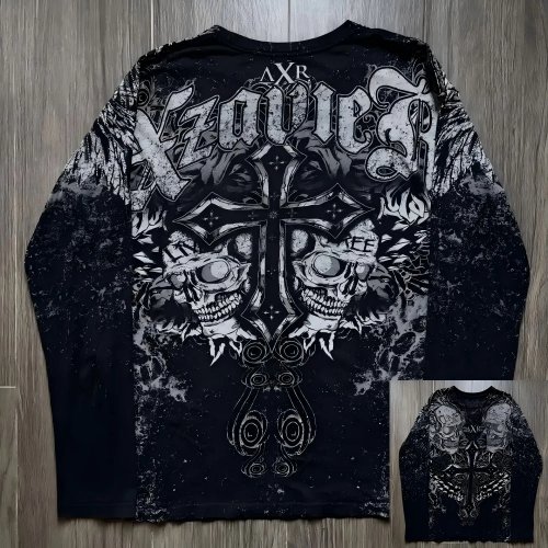 Men's Autumn Long Sleeve T-Shirt Skull Wing Print Casual Streetwear Top