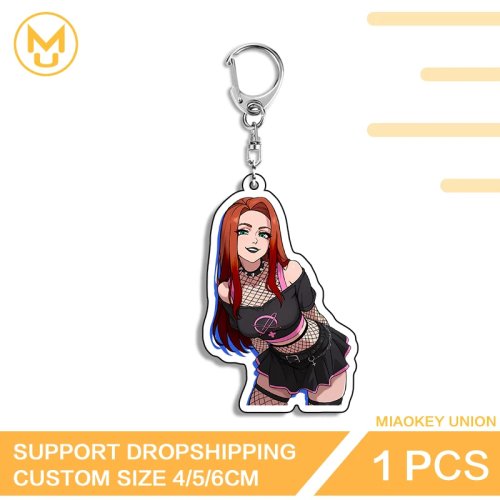 Porte-clés fille gothique aux cheveux bruns style militaire – pendentif personnalisé pour sac et lanière à clés