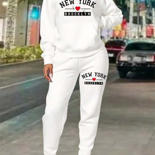 Damen Trainingsanzug Set Hoodie und Jogginghose Herbst Winter Sportbekleidung