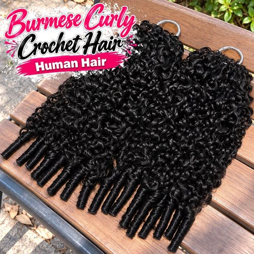 Crochet braids van 100% echt mensenhaar Burmese Curly – Deep Wave extensions voor vlechten