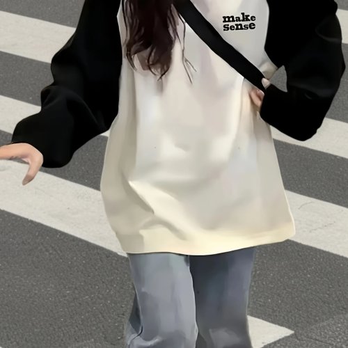 Camiseta de Manga Larga Raglán para Mujer Oversize Suelta Y2K Harajuku 2026 Nueva para Primavera y Otoño Chic Sweet & Spicy