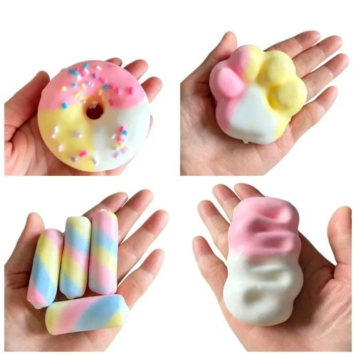 Juguete antiestrés squishy donut crujiente – Juguete sensorial relleno de arcilla, textura crujiente para aliviar el estrés, para adultos, regalo suave y relajante