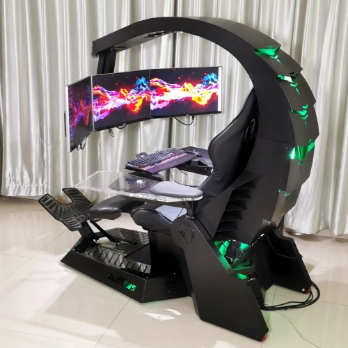 Silla Gamer Zero Gravity CLUVENS UNICORN con Masaje Térmico y LED RGB, Cockpit PC