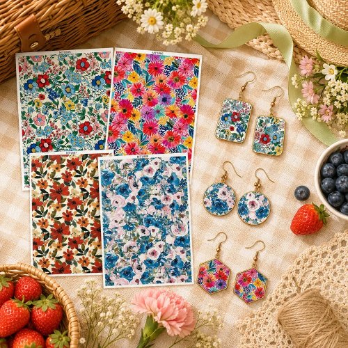Giấy Chuyển Đề Can Hoa Bướm Vintage Màu Nước cho Đất Sét Polymer, Gốm, Hoa Tai & Trang Sức - Sticker