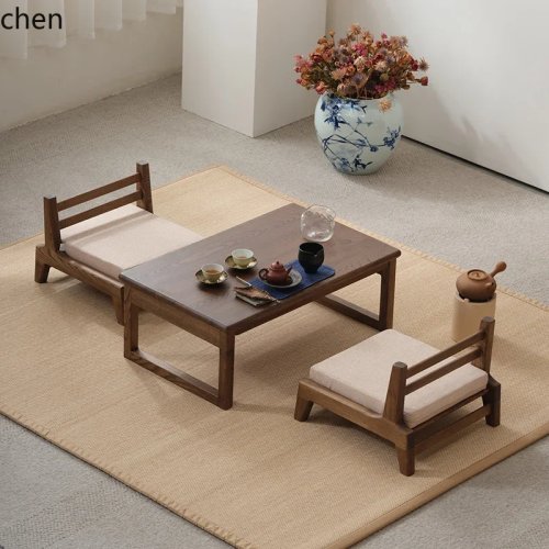 Massivholz Fensternischen-Beistelltisch, Tatami-Tee-Tisch, Balkon-Bodentisch