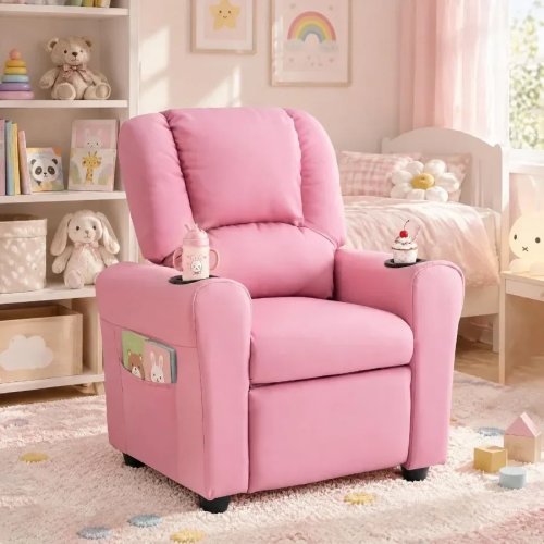 Ghế ngả lưng cho bé 1-6 tuổi, da PU, màu nâu, sofa trẻ em push-back với hỗ trợ công thái học