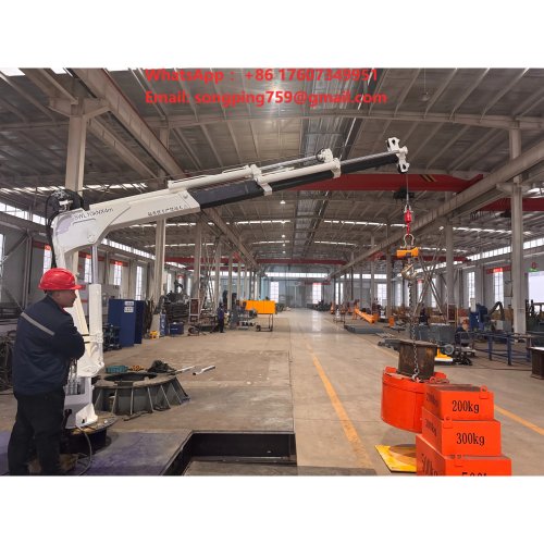 Grúa de cubierta marina inteligente con módulo de control remoto y tecnología de estabilización antivuelco