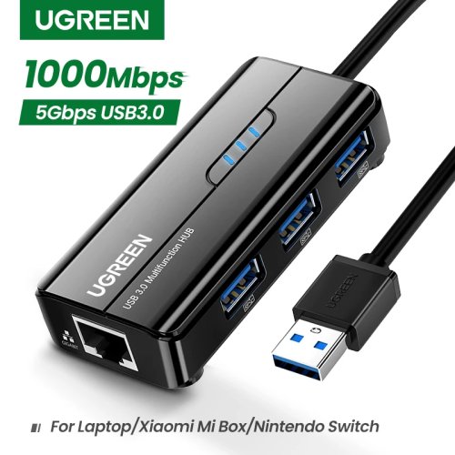 UGREEN USB 3.0 naar Gigabit Ethernet-adapter, 1000 Mbps RJ45-netwerkkaart voor laptop, Xiaomi Mi Box, Windows