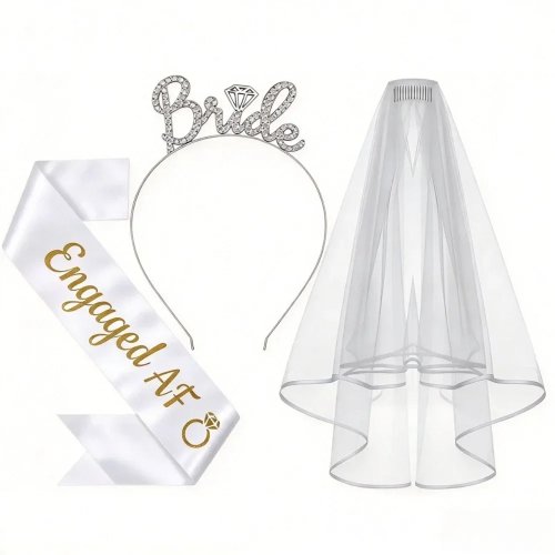 1/3Pcs "I Do" Couple Engagement Sash, Wedding & Bachelor Party Accessories, Engagement Gifts for Bride & Groom-to-Be