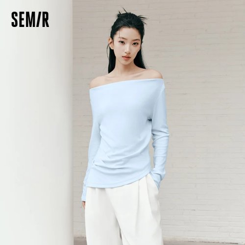 Semir Women's Long Sleeve T-Shirt Cowl Neck Ruched Irregular Slim Casual Autumn Top Streetwear 2026