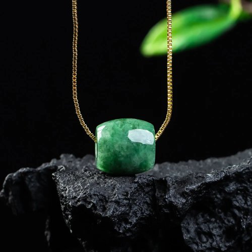 Collar de jade natural con colgante de cuentas, amuleto de diseñador de jadeíta de Myanmar, regalo de lujo vintage de piedra preciosa para mujer