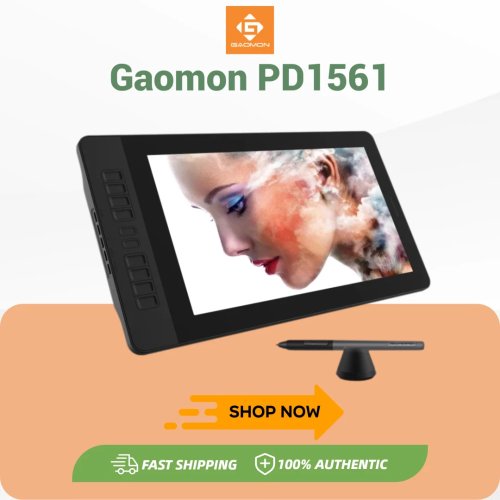 شاشة جهاز رسم GAOMON PD1561 مقاس 15.6 بوصة IPS HD مضادة للوهج 72% NTSC مناسبة للمبتدئين
