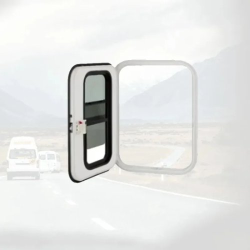 Full White 620x1100mm RV Teardrop Trailer Door with Push-Out Window, Aluminum Alloy & Glass