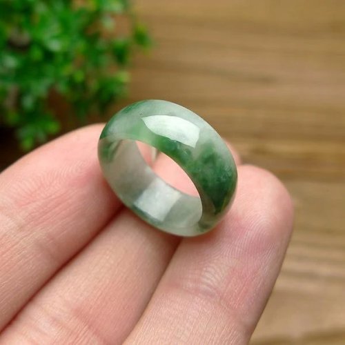 Natural Green Jade Ring, Jadeite Gemstone Carved Charm Amulet, Chinese Style Fashion Jewelry Gift