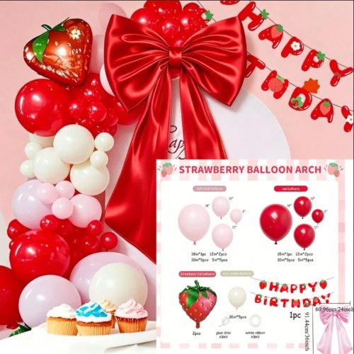 Giant Red & Pink 3D Bow 24x36 Inch & Balloon, Hanging Room Decor for Birthday, Valentine's Day, Bachelorette Party