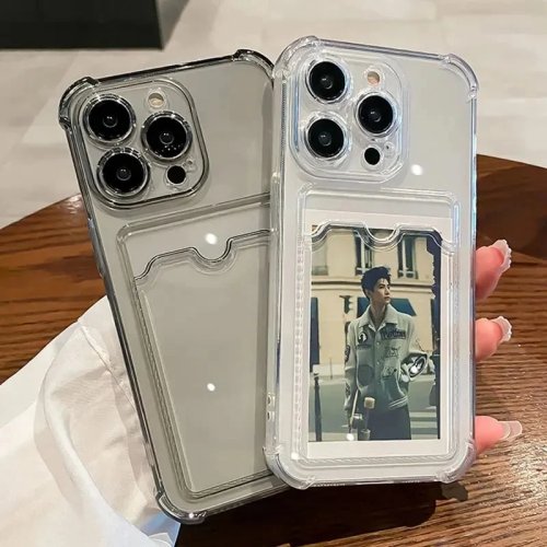Funda para celular transparente con ranura para tarjetas y billetera para iPhone 18 17 16 15 14 13 Pro Max Air 11 12 7 8 Plus 16E, a prueba de golpes