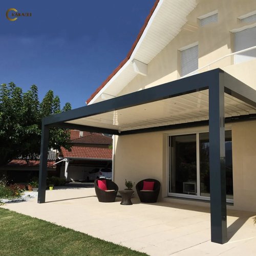 Pergola bioclimatica KAKADU in alluminio verniciato a polvere, impermeabile, per giardino e patio con staffe