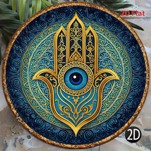 CIFBUY Nghệ Thuật Tường Nhôm Vintage Chống Nước Bền Bỉ Biển Trang Trí Hamsa Evil Eye cho Nhà Văn Phòng Trong Nhà Ngoài Trời
