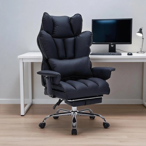 Ergonomischer Chefsessel mit verstellbarer Fußstütze, 360°-Drehstuhl, breiter Sitz & Lendenwirbelstütze, moderner Schreibtischstuhl zum Zurücklehnen für Büro & Homeoffice