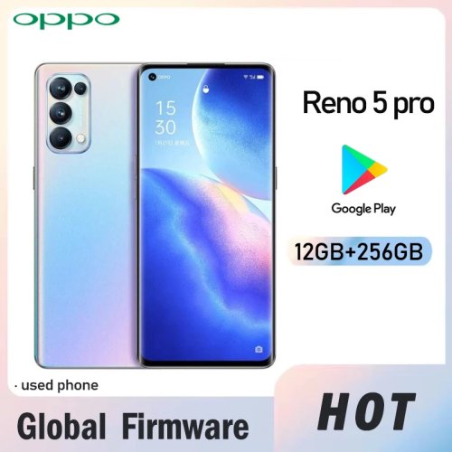 Celular OPPO Reno 5 Pro 5G usado – Firmware global, 12GB+256GB, Dimensity 1000+, cámara cuádruple 64MP+32MP, Android 11