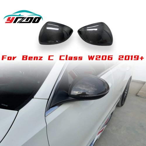 Coberturas de espelhos retrovisores laterais em fibra de carbono seca para Mercedes Benz Classe C/S/EQE W206 W223 W214 - Encaixe OEM