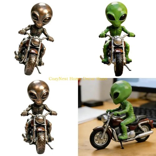 Alien op Motor 92MF Harsfiguur – Decoratie voor Plank, Tuin, Bureau en Themakamer, Display Ornament
