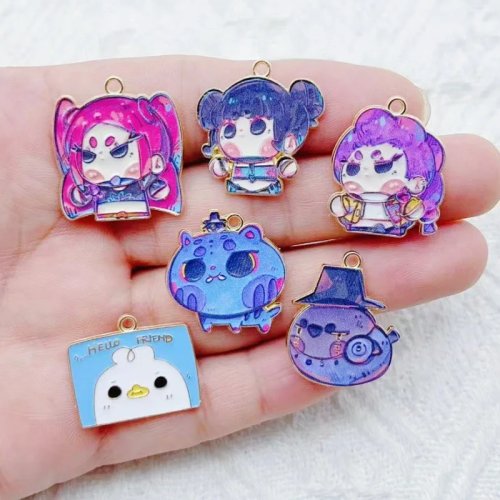 10個 カートゥーン アニメ レジン風 合金 DIY ペンダント イヤリング キーホルダー アクセサリー