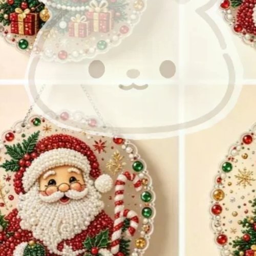 3D 크리스마스 펄 라인스톤 DIY 키트 메탈 체인 포함 창문·벽 장식