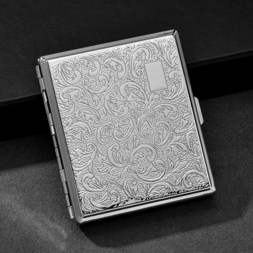 Pitillera portátil de acero inoxidable – Estuche abatible para 20 cigarros, viaje y exterior