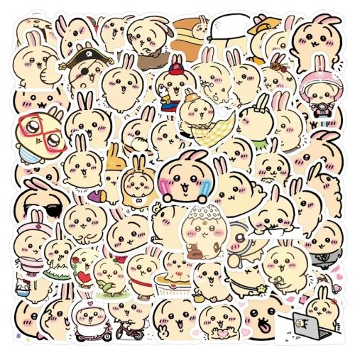 60/100枚 ちいかわ うさぎ かわいいステッカー 手帳・スーツケース・文房具・DIY用 防水