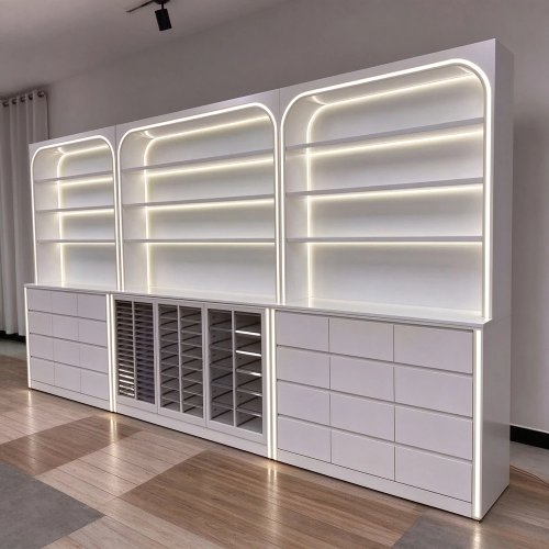 Скандинавский люксовый витринный шкаф с LED-подсветкой, современная витрина-хранилище для лобби салона красоты и дома