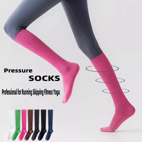 1/3 Paires Chaussettes de Compression Mollet Femme Été Antidérapant Longue Tige Pression Professionnel pour Course Corde à Sauter Fitness Yoga