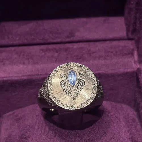 宮廷風 蘭の花 リング レディース 925シルバー 丸型 マイクロインセット ブルーダイヤモンド ウェディングジュエリー ギフト