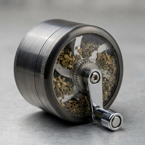 Kruidenmolen 2,5 inch met handvat, zinklegering, 4-laags, voor specerijen, peper, tabak, handmatig, magnetisch deksel, draagbaar, duurzaam, crusher, gadget