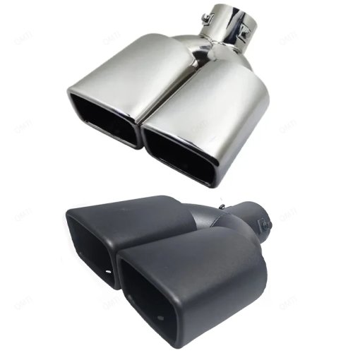 Tips Knalpot Universal Double Outlet, Muffler Belakang Stainless Steel Mulut Kotak, Aksesoris Mobil